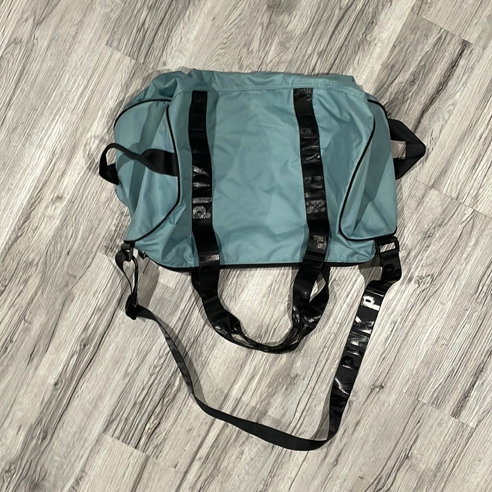 Victoria Secret PINK Travel Weekender Tote Duffle Bag Green/Grey and Black